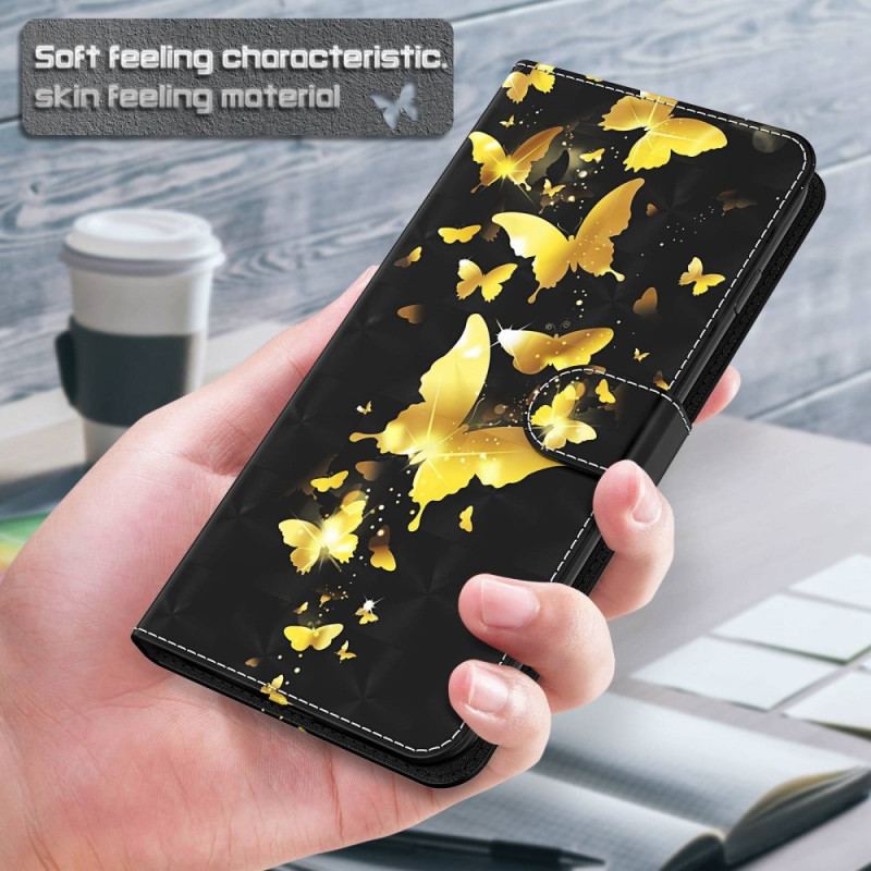 Flip Cover Samsung Galaxy M13 Med Snor Thong Sommerfugle