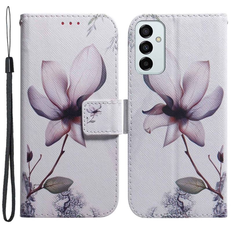 Flip Cover Samsung Galaxy M13 Med Snor Vintage Strappy Blomst