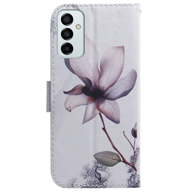 Flip Cover Samsung Galaxy M13 Med Snor Vintage Strappy Blomst