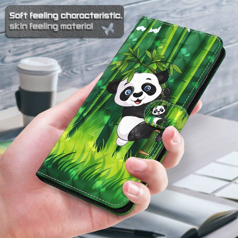 Flip Cover Samsung Galaxy M13 Panda Og Bambus Med Snor