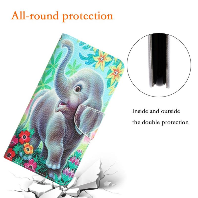 Flip Cover Samsung Galaxy A54 5G Med Snor Munter Elefant Med Snor