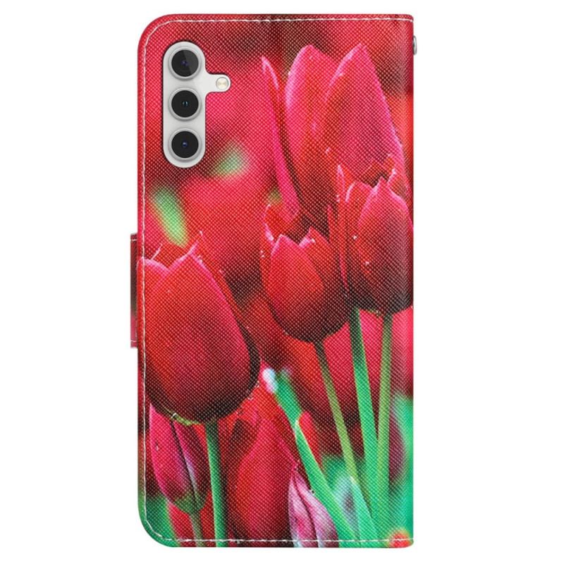 Flip Cover Samsung Galaxy A54 5G Med Snor Rem Blomster