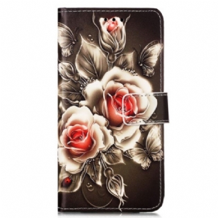 Flip Cover Samsung Galaxy A54 5G Med Snor Rem Roses