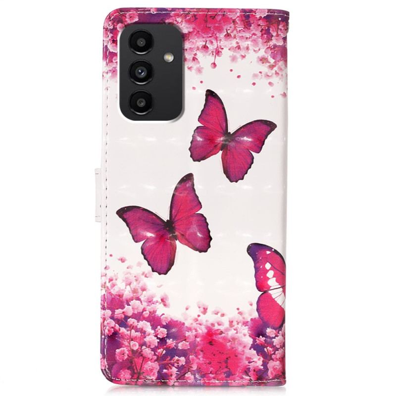 Flip Cover Samsung Galaxy A54 5G Med Snor Sommerfugleflyvning I Lanyard