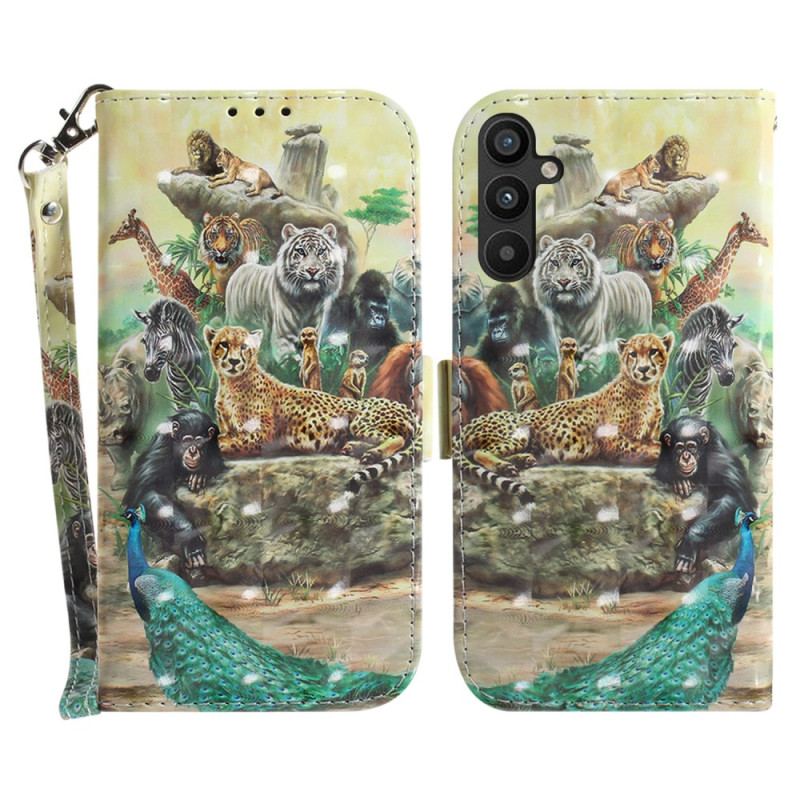 Flip Cover Samsung Galaxy A54 5G Med Snor Thong Safari Dyr