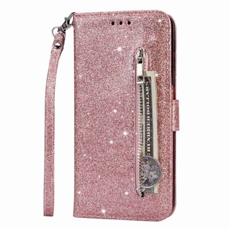 Læder Cover Samsung Galaxy A54 5G Glitter Møntpung