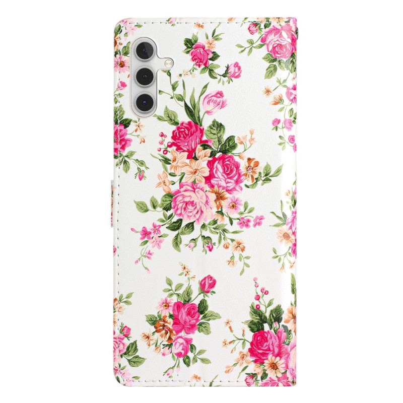 Læder Cover Samsung Galaxy A54 5G Med Snor Rem Liberty Flowers