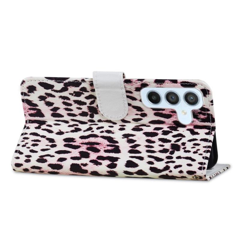 Læder Cover Samsung Galaxy A54 5G Med Snor Strappy Leopard Style