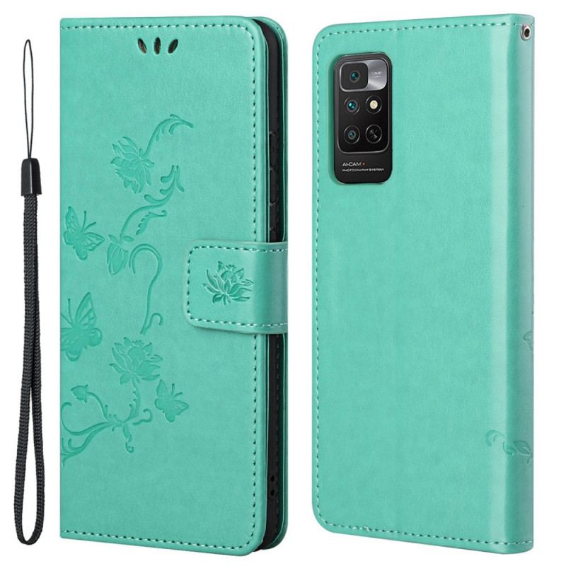 Flip Cover Xiaomi Redmi Note 11 / 11S Med Snor Rem Blomster