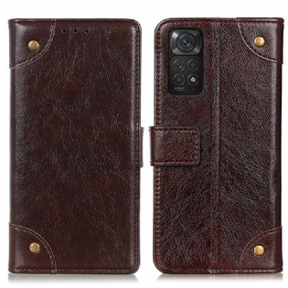 Flip Cover Xiaomi Redmi Note 11 / 11S Style Nappa Læder Vintage Nitter