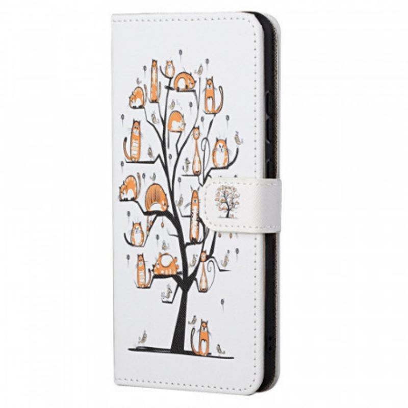 Læder Cover Xiaomi Redmi Note 11 / 11S Med Snor Funky Cats Med Rem