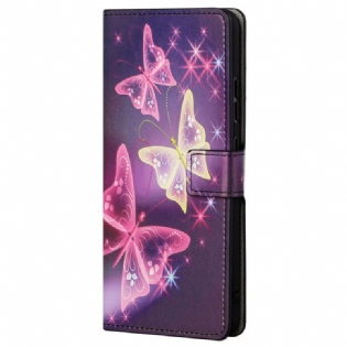 Læder Cover Xiaomi Redmi Note 11 / 11S Sommerfugle Og Blomster