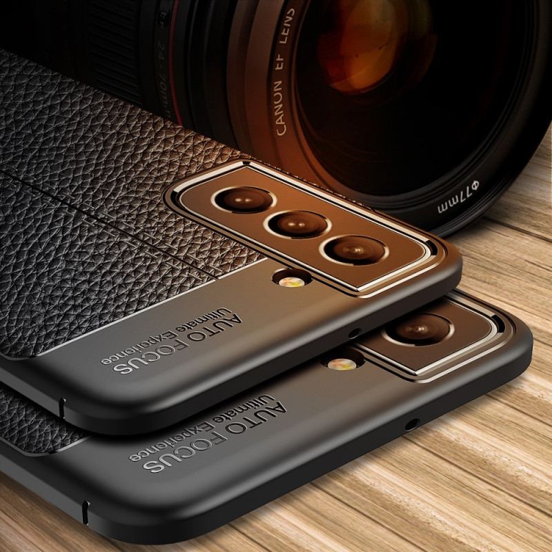 Cover Samsung Galaxy S22 Plus 5G Dobbelt Linje Litchi Læder Effekt