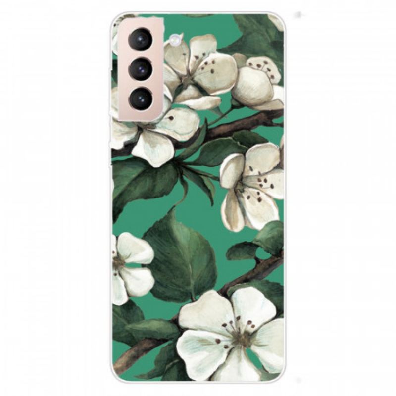 Cover Samsung Galaxy S22 Plus 5G Malede Hvide Blomster