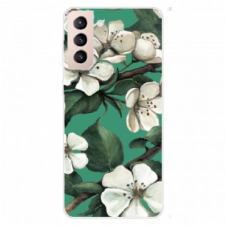 Cover Samsung Galaxy S22 Plus 5G Malede Hvide Blomster