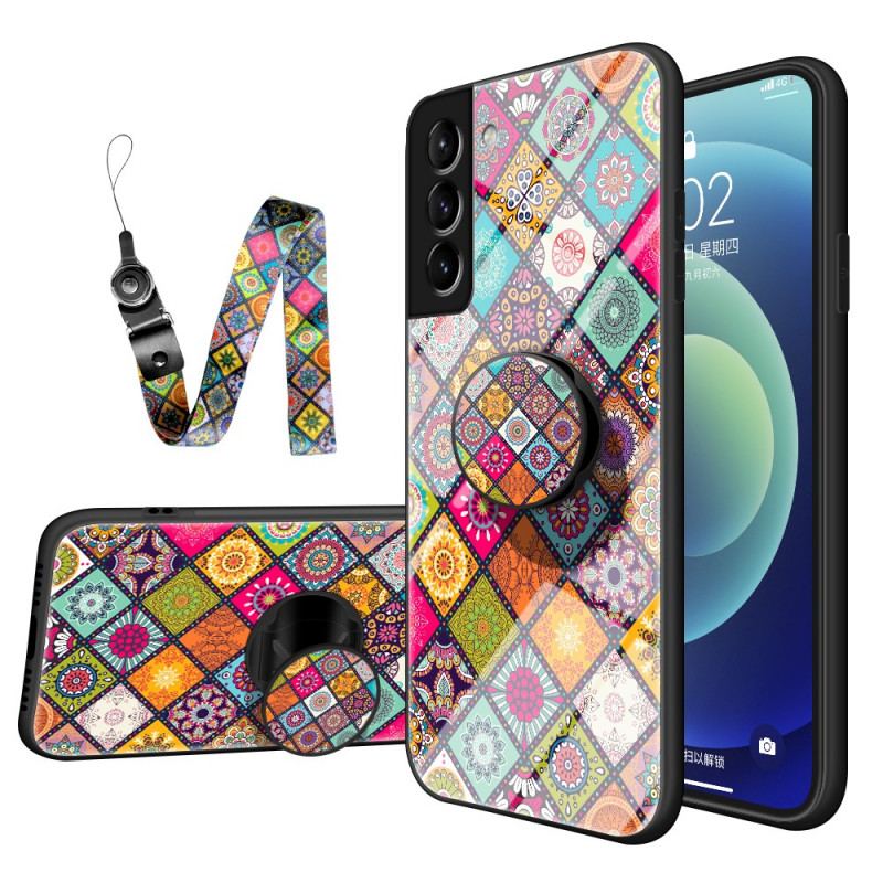 Cover Samsung Galaxy S22 Plus 5G Patchwork Magnetisk Holder