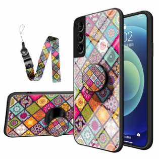 Cover Samsung Galaxy S22 Plus 5G Patchwork Magnetisk Holder