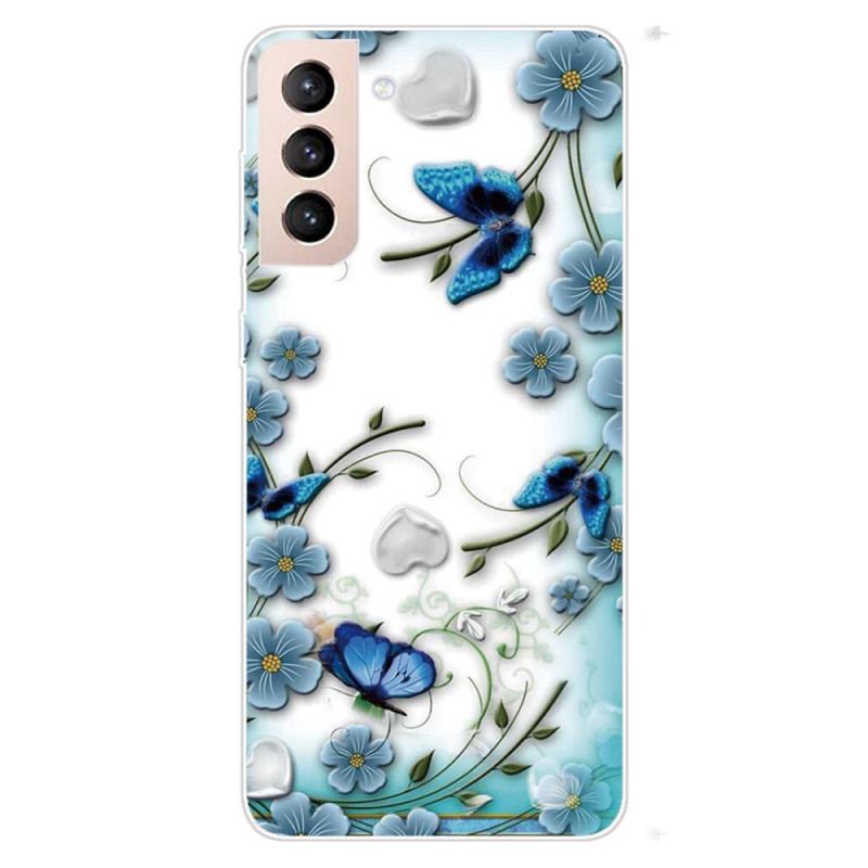 Cover Samsung Galaxy S22 Plus 5G Retro Sommerfugle Og Blomster