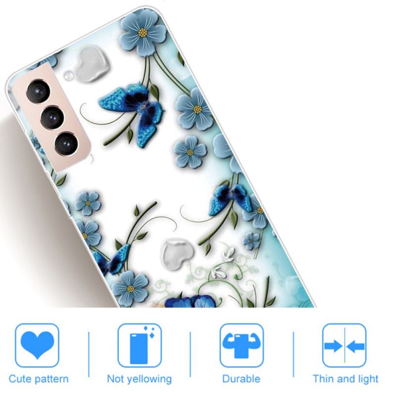 Cover Samsung Galaxy S22 Plus 5G Retro Sommerfugle Og Blomster