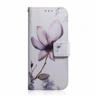 Flip Cover Samsung Galaxy S22 Plus 5G Blomst Støvet Pink