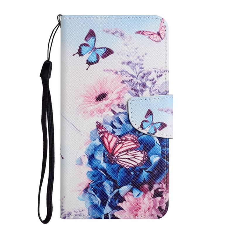 Flip Cover Samsung Galaxy S22 Plus 5G Buket Af Blomster Og Sommerfugle