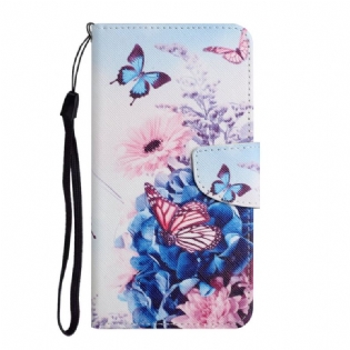 Flip Cover Samsung Galaxy S22 Plus 5G Buket Af Blomster Og Sommerfugle