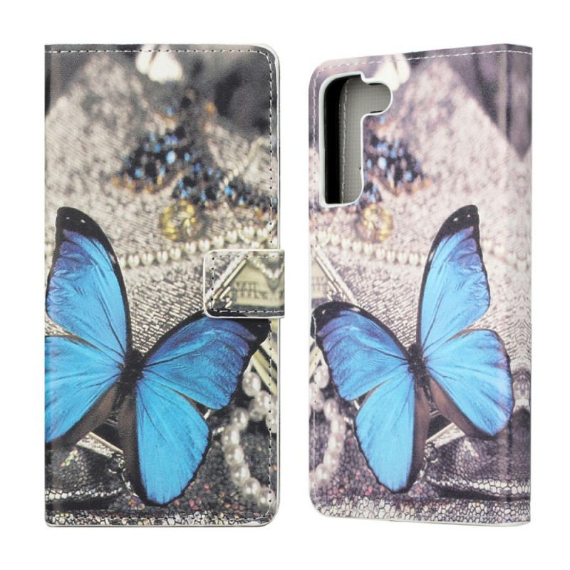 Flip Cover Samsung Galaxy S22 Plus 5G Butterfly Prestige Blå