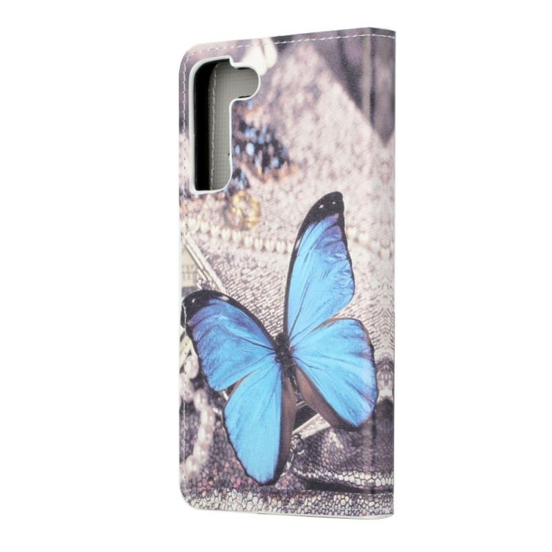 Flip Cover Samsung Galaxy S22 Plus 5G Butterfly Prestige Blå