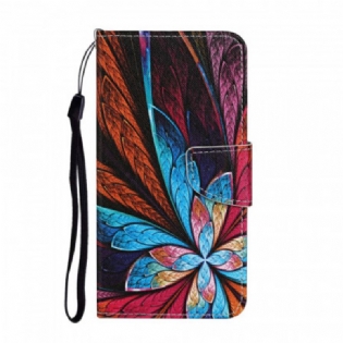 Flip Cover Samsung Galaxy S22 Plus 5G Farvede Plader Med Snor