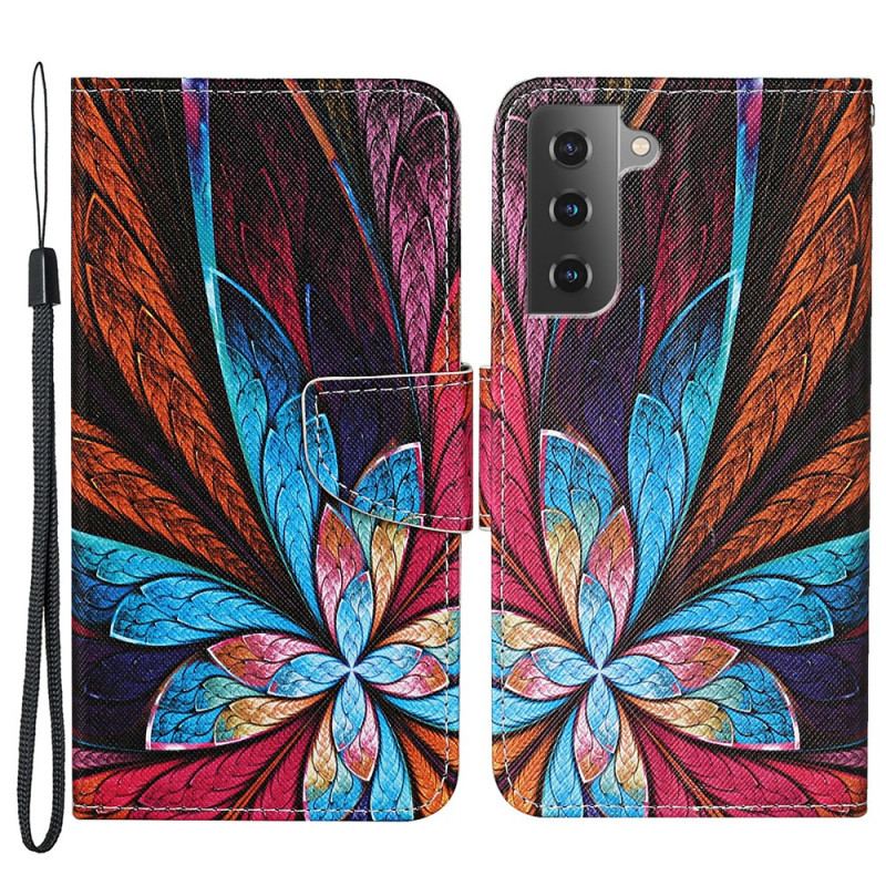 Flip Cover Samsung Galaxy S22 Plus 5G Farvede Plader Med Snor