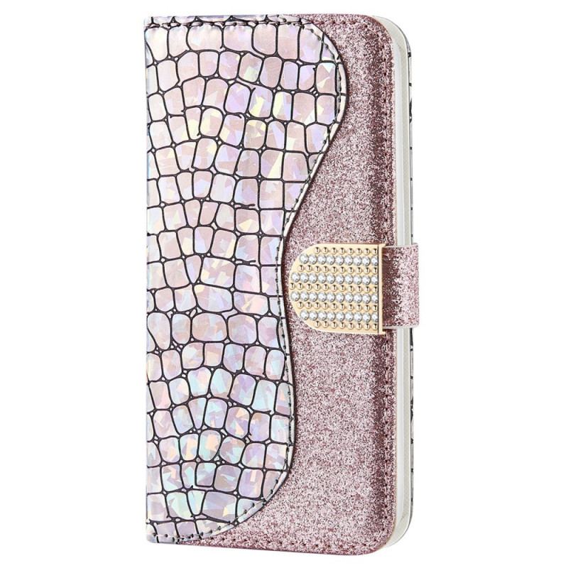 Flip Cover Samsung Galaxy S22 Plus 5G Krokodille Diamanter