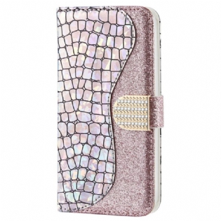 Flip Cover Samsung Galaxy S22 Plus 5G Krokodille Diamanter