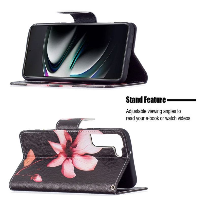 Flip Cover Samsung Galaxy S22 Plus 5G Lyserød Blomst
