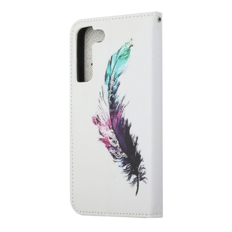 Flip Cover Samsung Galaxy S22 Plus 5G Med Snor Fjer Med Snor