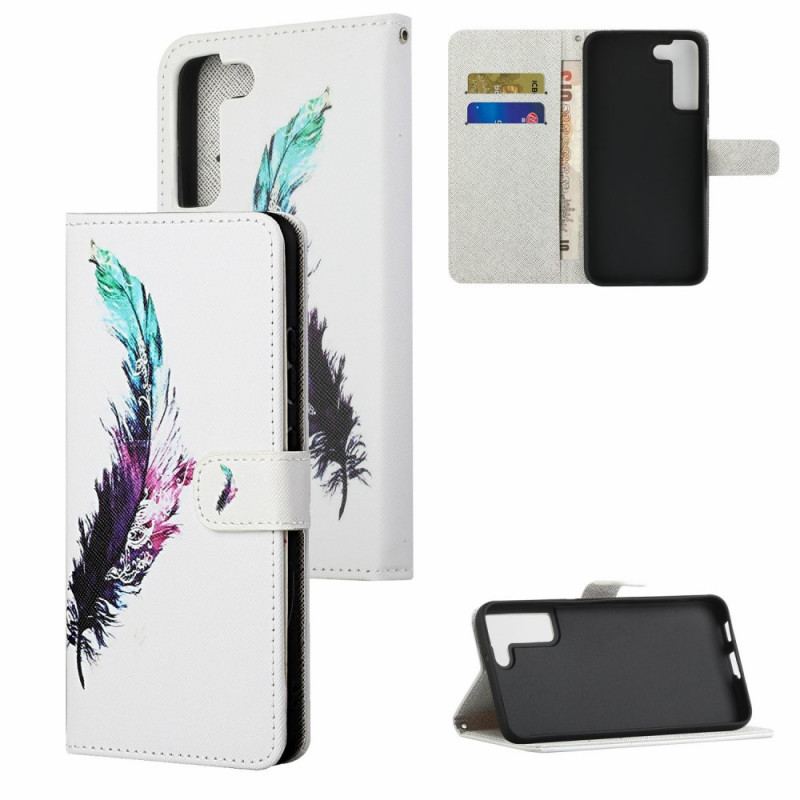 Flip Cover Samsung Galaxy S22 Plus 5G Med Snor Fjer Med Snor