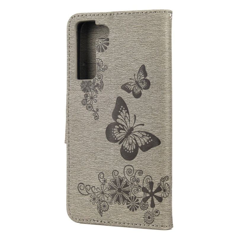 Flip Cover Samsung Galaxy S22 Plus 5G Med Snor Pragtfulde Stropsommerfugle