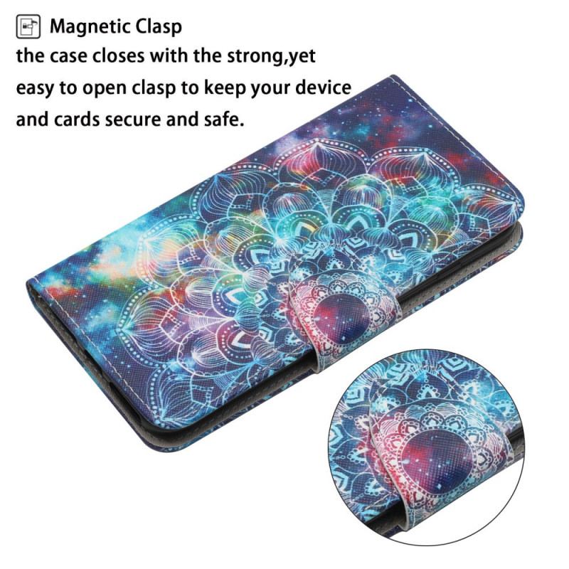 Flip Cover Samsung Galaxy S22 Plus 5G Med Snor Prangende Halv Mandala Strappy