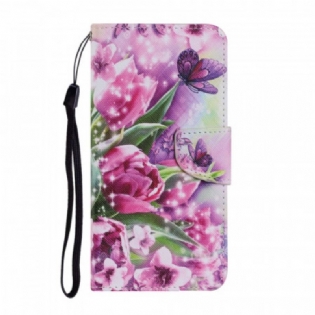 Flip Cover Samsung Galaxy S22 Plus 5G Sommerfugle Og Tulipaner