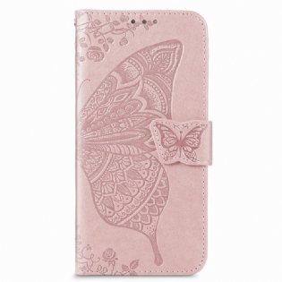 Flip Cover Samsung Galaxy S22 Plus 5G Sommerfugledesign Med Snor