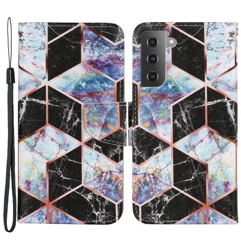 Læder Cover Samsung Galaxy S22 Plus 5G Geometrisk Marmor