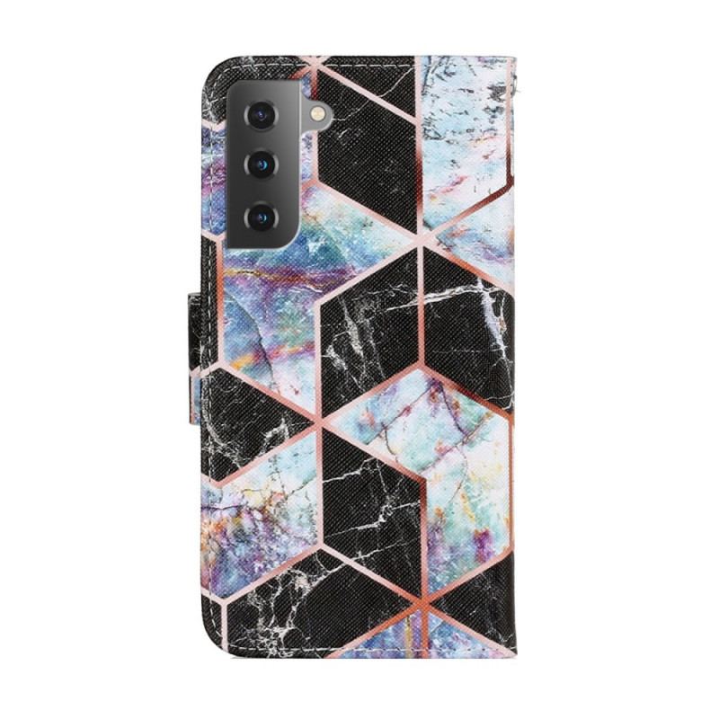 Læder Cover Samsung Galaxy S22 Plus 5G Geometrisk Marmor