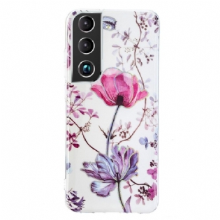 Mobilcover Samsung Galaxy S22 Plus 5G Marmorerede Blomster