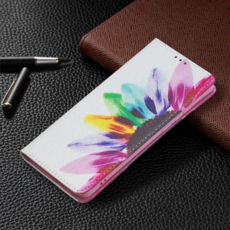 Cover Huawei P50 Pro Flip Cover Akvarel Blomst