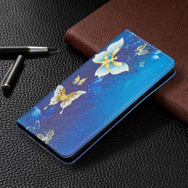 Cover Huawei P50 Pro Flip Cover Farverige Sommerfugle