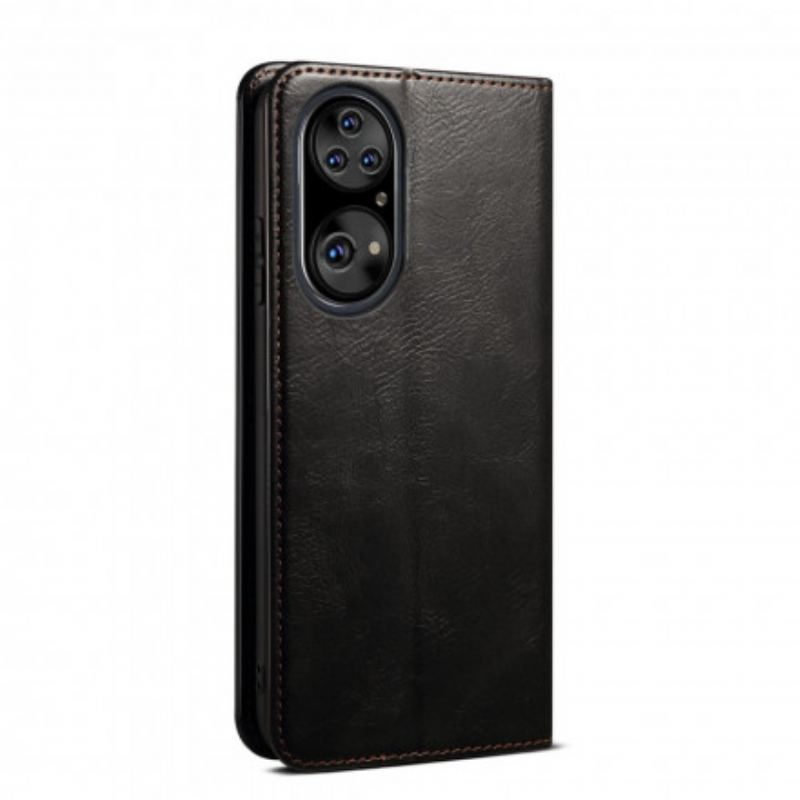 Cover Huawei P50 Pro Flip Cover Voksbehandlet Kunstlæder