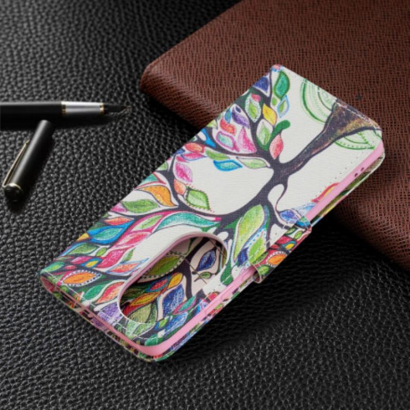 Flip Cover Huawei P50 Pro Farverigt Træ