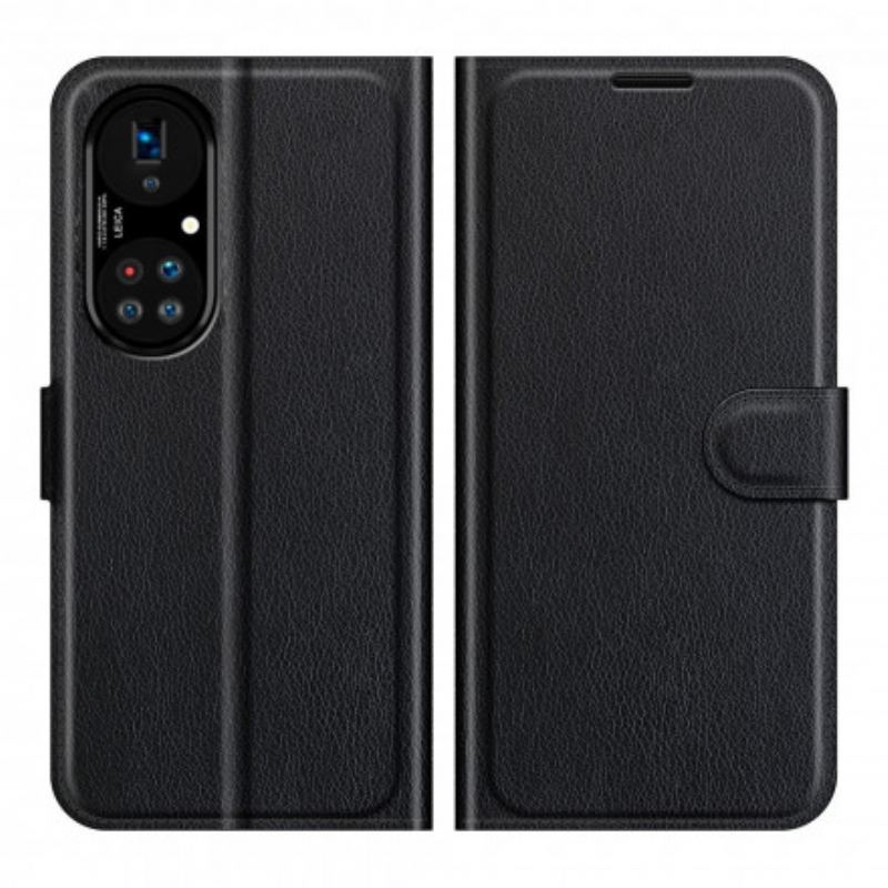 Flip Cover Huawei P50 Pro Klassisk Litchi Læder Stil