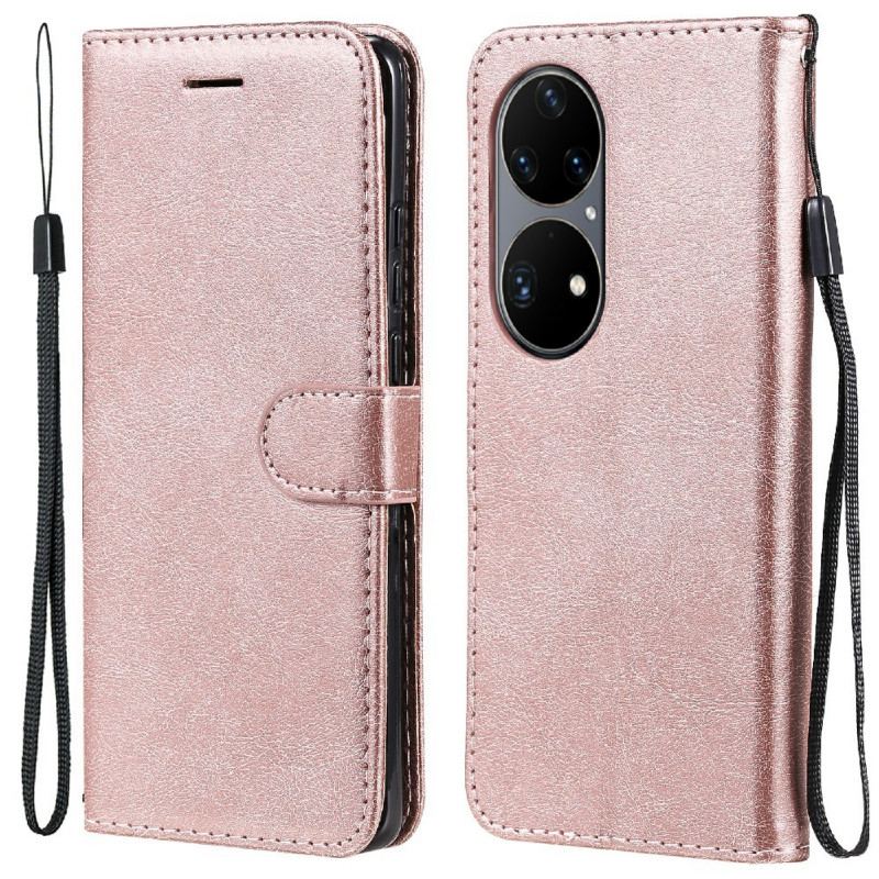 Flip Cover Huawei P50 Pro Med Snor Strappy Lædereffekt