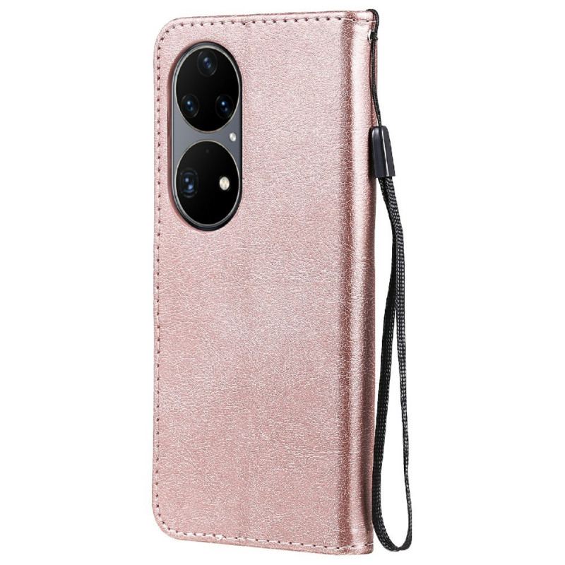 Flip Cover Huawei P50 Pro Med Snor Strappy Lædereffekt