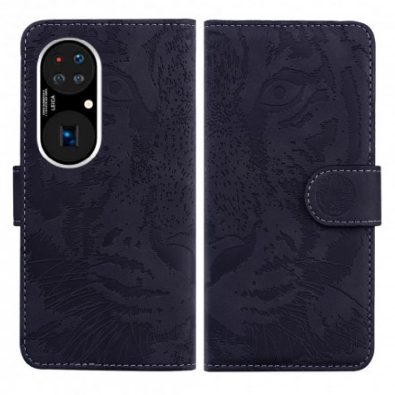 Flip Cover Huawei P50 Pro Tiger Ansigtsprint